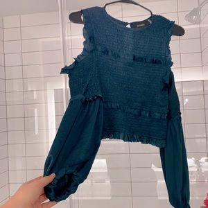 Army Green Crop Top with sleeves